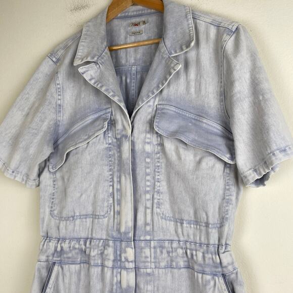 Faherty Blythe Jumpsuit Size M Light Indigo Blue Organic Cotton Utility Field - Picture 8 of 16